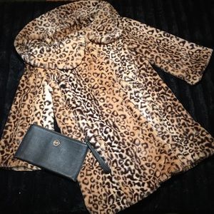 Leopard print plush coat